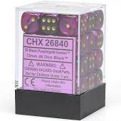 Black-Purple/gold: Gemini 36d6 12mm Dice Set CHX 26840