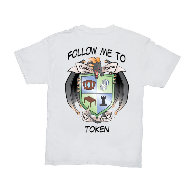 Adult Follow me to Token T-shirt black font