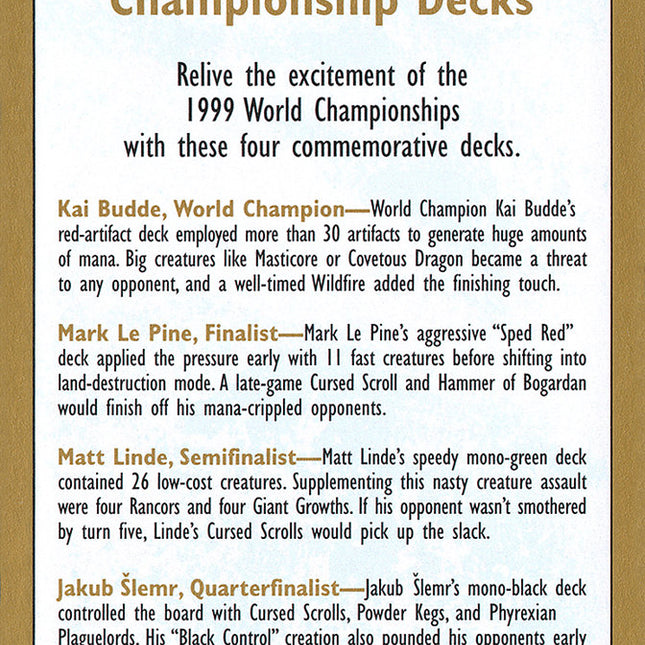 1999 World Championships Ad [World Championship Decks 1999]