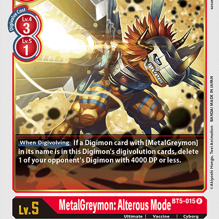 digimon cards metalgreymon MetalGreymon: Alterous Mode [BT5-015] [Battle of Omni] – TokenMTG