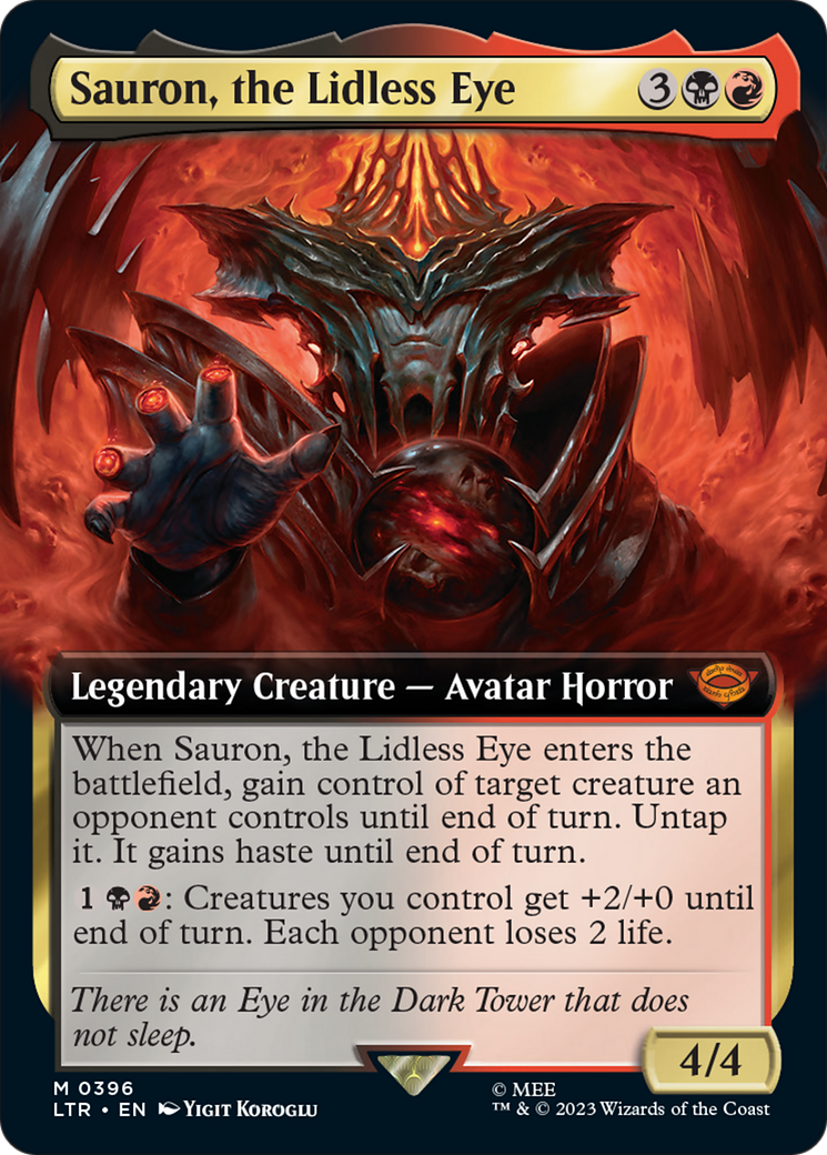 mtg lotr extended art cards Sauron, the Lidless Eye (Extended Art) [The Lord of the Rings: Tales o –  TokenMTG