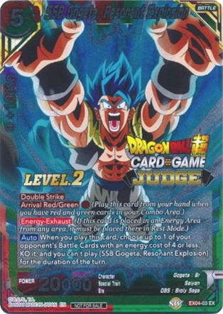 dragon ball super card game ssb gogeta SSB Gogeta, Resonant Explosion (Level 2) (EX04-03) [Judge Promotion Ca –  TokenMTG