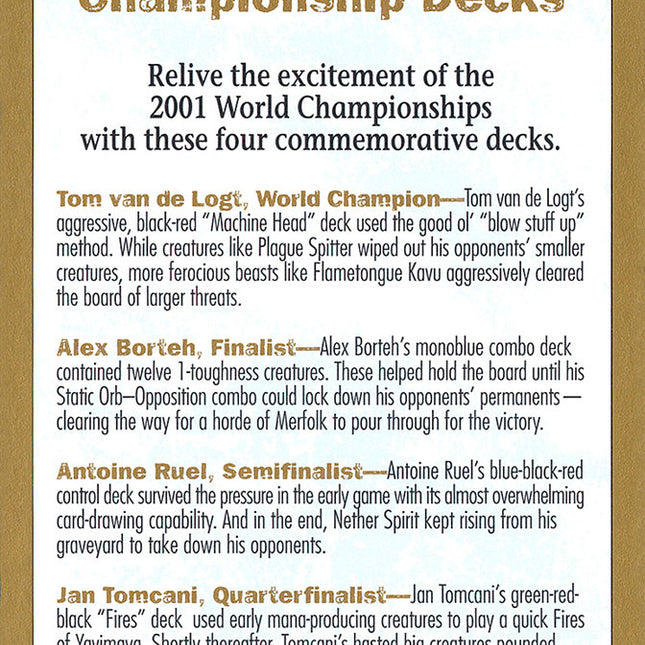 2001 World Championships Ad [World Championship Decks 2001]