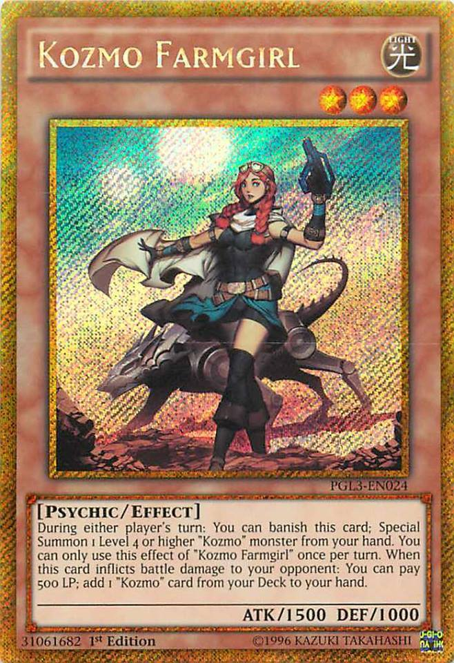 yugioh kozmo cards Yu-Gi-Oh Card - PGL3-EN025 - KOZMO GOODWITCH (gold secret rare holo): BBToyStore.com