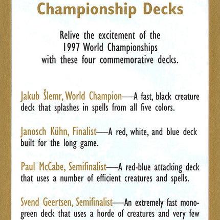 1997 World Championships Ad [World Championship Decks 1997]