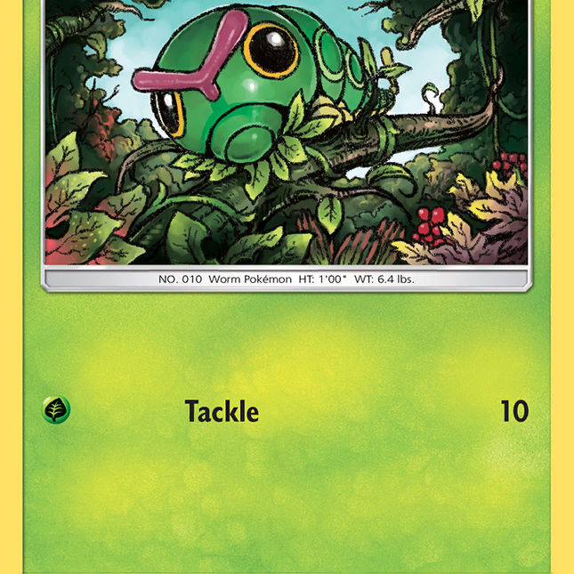 shiny caterpie pokemon card - 010/165 - Pokemon 151 - Reverse Foil Evolves from null Type Caterpie (Hidden Fates 1) -