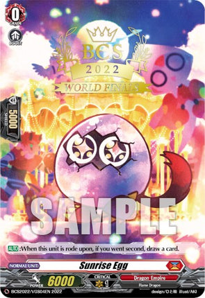 Sunrise Egg (Worlds Finals 2022) (BCS2022/VGS04EN) [Bushiroad Event Cards]