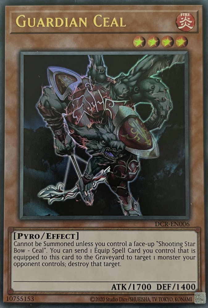 yugioh guardian equip cards Yu-Gi-Oh! - Ceal (DCR-006) - Dark Crisis - 1st Edition This is of the Super Rare rarity. List of "Guardian" support cards