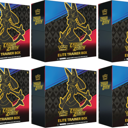 pokmon trading cards sas12 5 crown zenith elite trainer box TCG: Collection (Regieleki V) counter dice 1 metal coin featuring Lucario 2 metal condition markers 1 acrylic VSTAR marker A box to hold everything Pokemon TCG : Sword &
