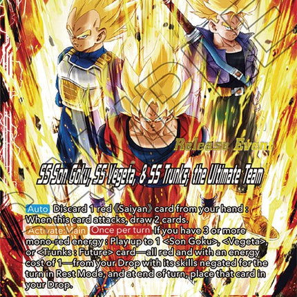 Son Goku & Vegeta & Trunks // SS Son Goku, SS Vegeta, & SS Trunks, the Ultimate Team (Fighter's Ambition Holiday Pack) (BT19-001) [Tournament Promotion Cards]