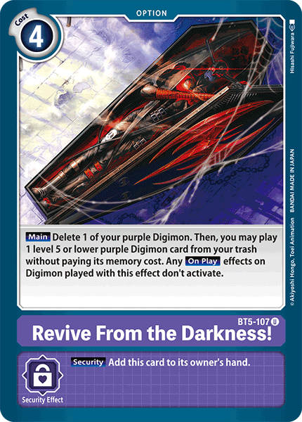 purple option cards digimon The next training promo we got from Another Knight is Image Training featuring Calumon and Gabumon ready to kick some butt! This card searches for and Blue cards! (Digimon, Tamer, or Purple Option Necrophobia (BT3-110) - DigimonCard