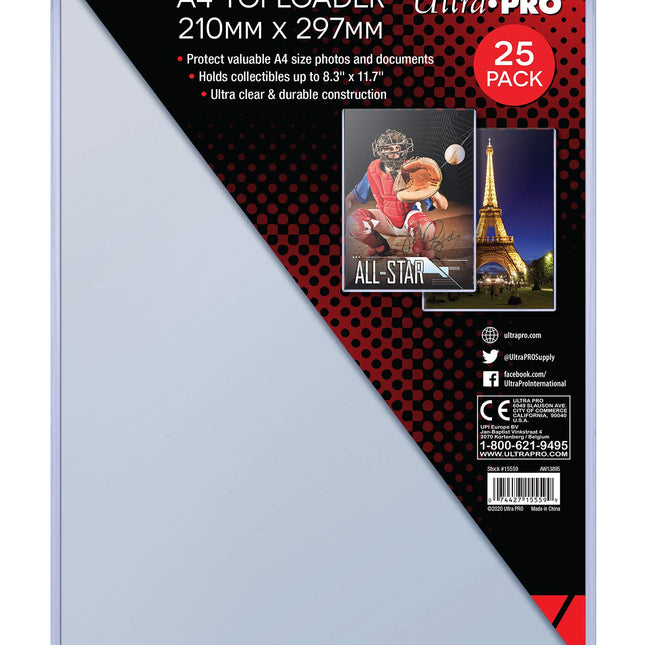 Ultra PRO: Toploader A4 - Clear (8.3" x 11.7" / 25ct)