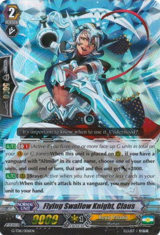 Flying Swallow Knight, Claus (RRR) (G-TD11/006EN) [Divine Knight of Heavenly Decree]