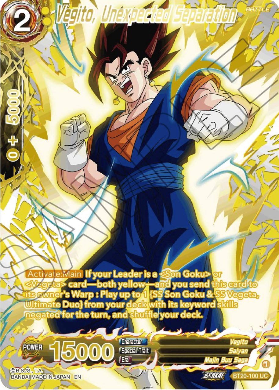 Vegito, Unexpected Separation (Gold-Stamped) (BT20-100) [Power Absorbe TokenMTG Vegito, Unexpected Separation (Gold-Stamped) (BT20-100) [Power Absorbe TokenMTG