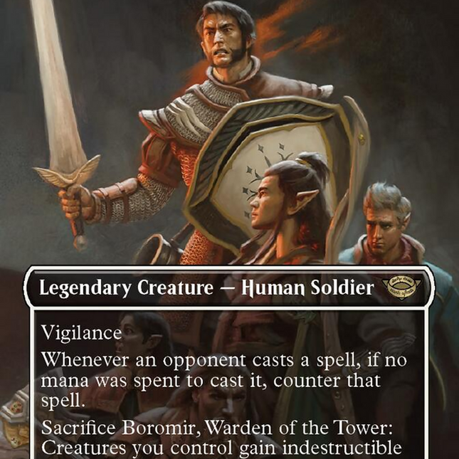 Boromir, Warden of the Tower (Borderless Alternate Art) [The Lord of the Rings: Tales of Middle-Earth]