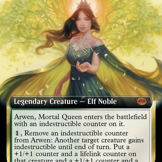arwen mtg card Arwen, Mortal Queen (Extended Art) (Surge Foil) [The Lord of the Rings – TokenMTG