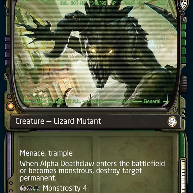 mtg deathclaw card Alpha Deathclaw (Showcase) [Fallout] – TokenMTG