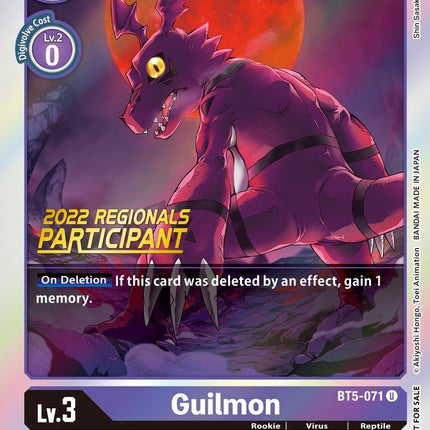 Guilmon [BT5-071] (2022 Championship Offline Regional) (Online Participant) [Battle of Omni Promos]