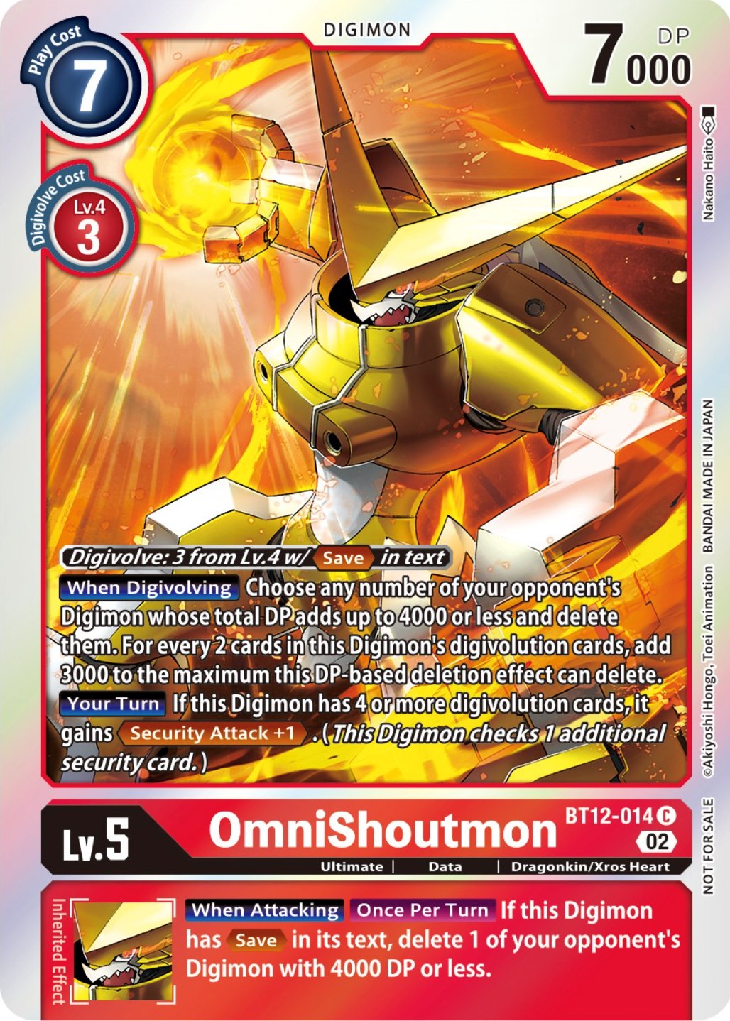 digimon gold numbered cards OmniShoutmon [BT12-014] (Box Topper) [Across Time] – TokenMTG
