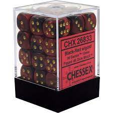 Black-Red/gold: Gemini 36d6 12mm Dice Set CHX 26833