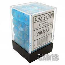 Sky/silver: Luminary 36d6 12mm Dice Set CHX 27966