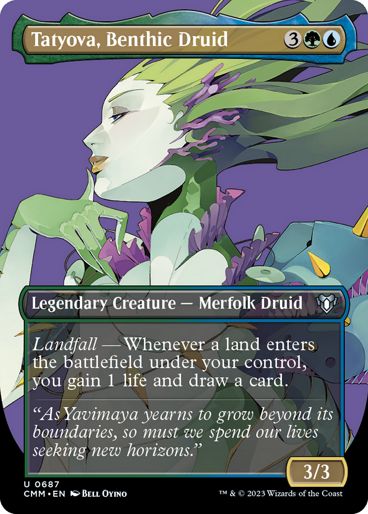mtg borderless profile cards Tatyova, Benthic Druid (Borderless Profile) [Commander Masters]
