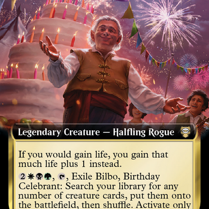 Bilbo, Birthday Celebrant (Extended Art) [The Lord of the Rings: Tales of Middle-Earth Commander]