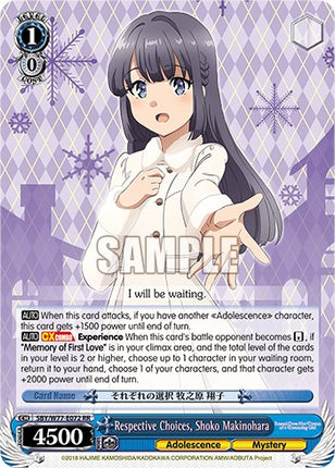 Respective Choices, Shoko Makinohara [Rascal Does Not Dream of a Dreaming Girl]