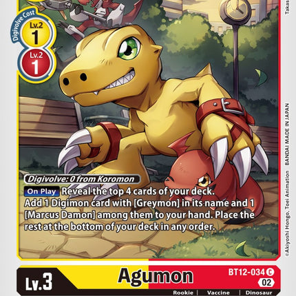 digimon card game agumon Digimon Trading Card Game Sinister Order Uncommon Agumon Ex10-006