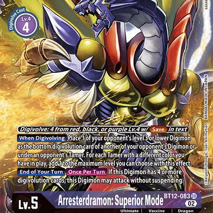 Arresterdramon: Superior Mode [BT12-083] (Alternate Art) [Across Time]