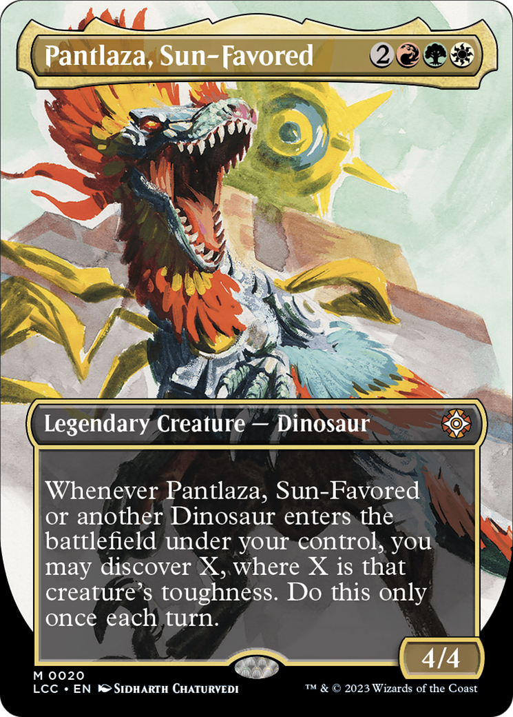 mtg dinosaur cards ixalan Pantlaza, Sun-Favored (Borderless) [The Lost Caverns of Ixalan Command – TokenMTG