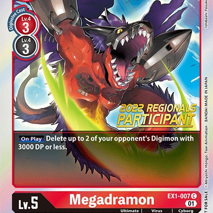 Megadramon [EX1-007] (2022 Championship Online Regional) (Online Participant) [Classic Collection Promos]