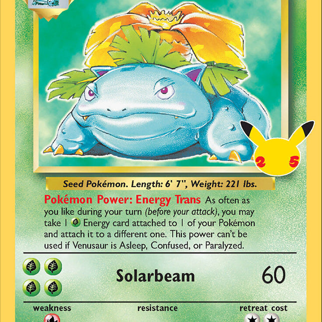 Venusaur (15/102) [Celebrations: 25th Anniversary - Classic Collection TokenMTG Venusaur (15/102) [Celebrations: 25th Anniversary - Classic Collection TokenMTG