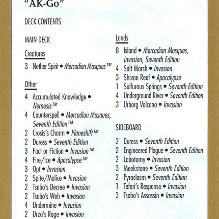 Antoine Ruel Decklist [World Championship Decks 2001]