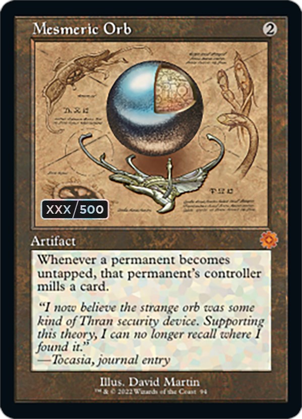 mtg serialized cards brothers war Mesmeric Orb (Retro Schematic) (Serialized) [The Brothers' War Retro  Artifacts]