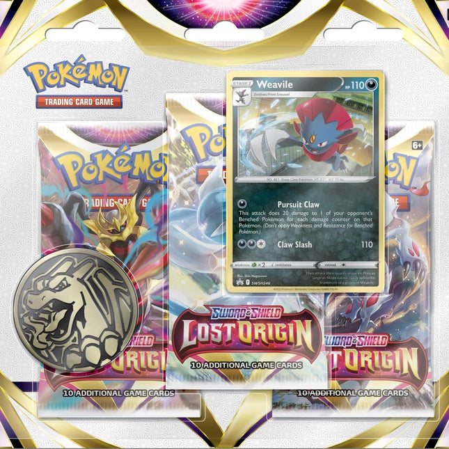 Sword & Shield: Lost Origin - 3-Pack Blister (Weavile)