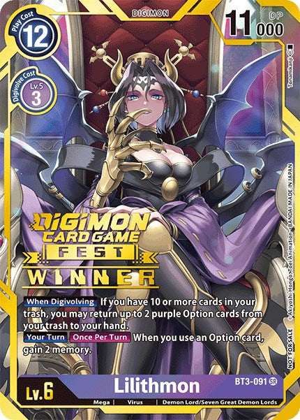 purple option cards digimon Lilithmon [BT3-091] (Digimon Card Game Fest 2022 Winner) [Release Spec –  TokenMTG